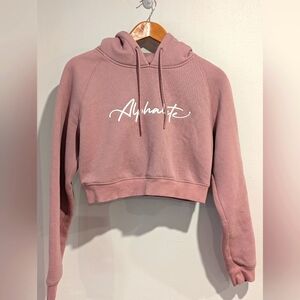 Alphalete Cropped Hoodie Sweatshirt Mauve Size Small
